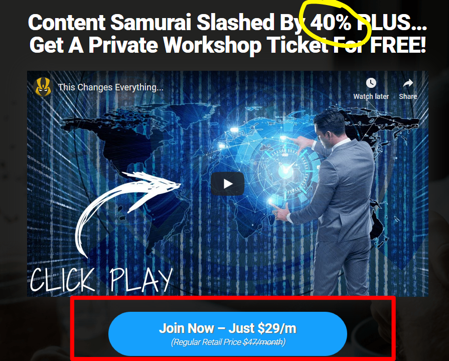 Content Samurai 限时特惠！每月只需$29，错过后悔