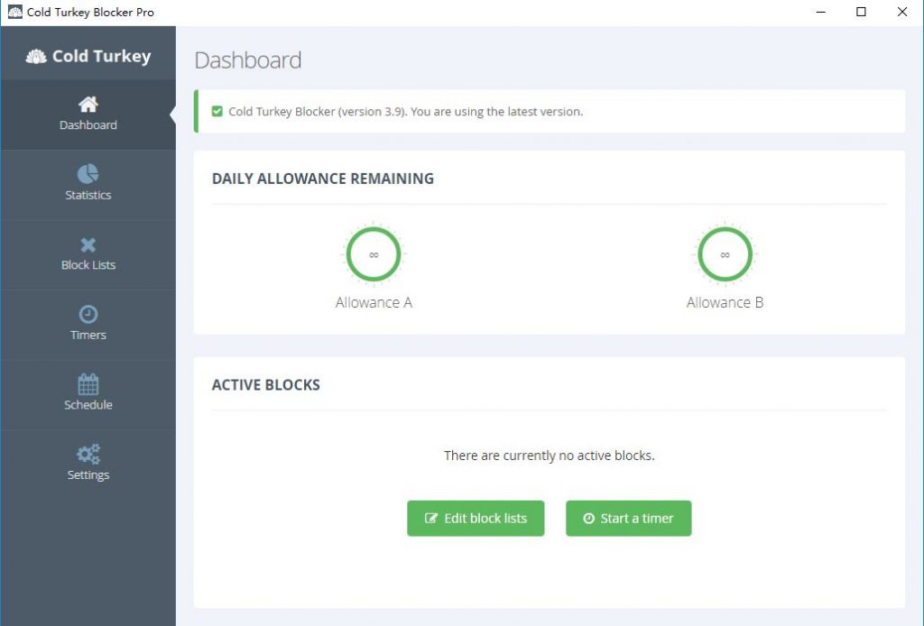 控制程序和网站使用时间的小众软件Cold Turkey