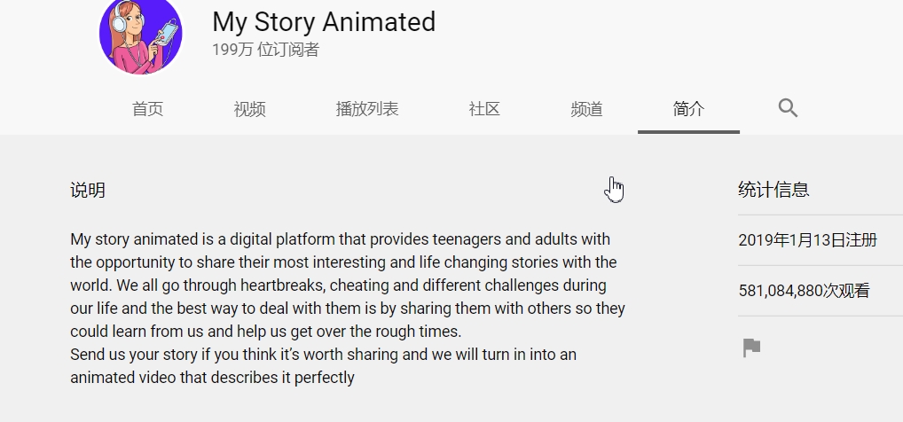 10个月5亿8千万的观看量，哪个频道怎么牛？My Story Animated