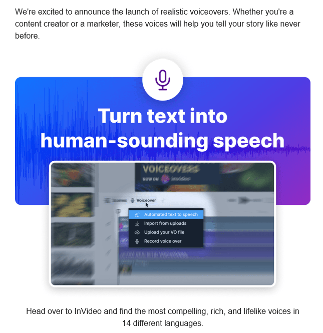 Invideo官方推出！更接近真实人声的升级版文字转语音系统！